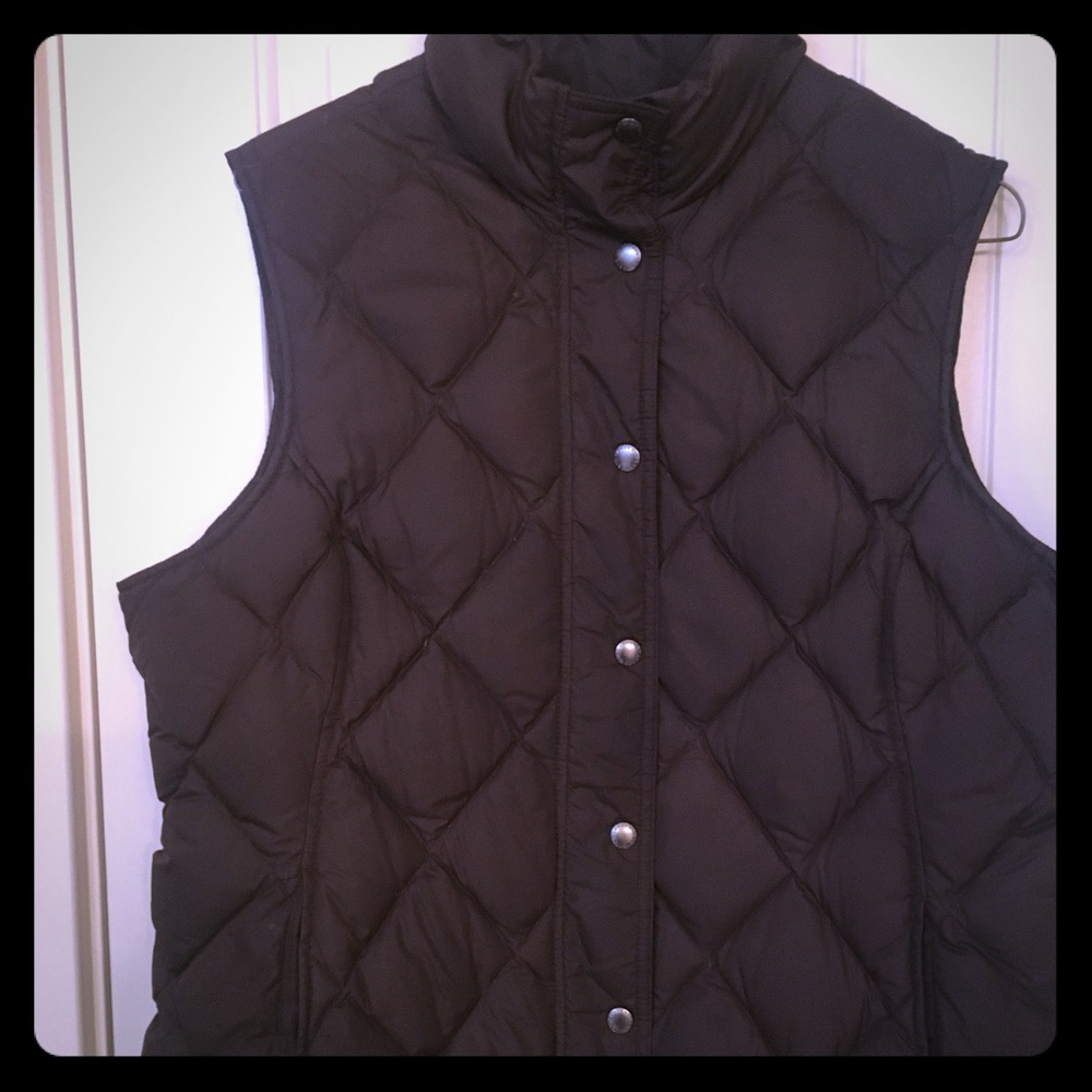 Lands end down vest in dark brown